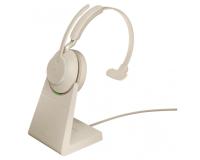 Bluetooth гарнитура Jabra Evolve2 65, Link380c UC Mono Stand Beige(26599-889-888)